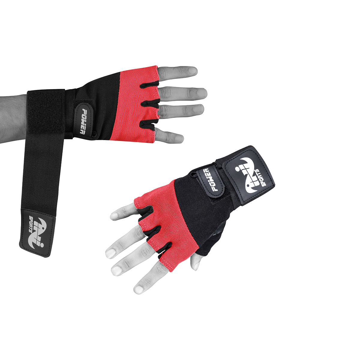Gym Weight Lifting Black & Red Leather Gloves Training Straps Body Building Workouts Sports - Image 4